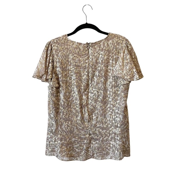 Parker The Rose Metallic Top Women's Size S Viscose Lurex Flare Sleeve Dressy - Picture 3 of 8